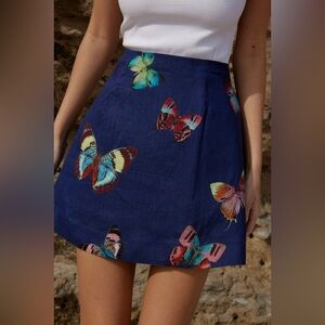 NWT Aston Studio Trixi Mini Skirt in Butterfly Print Neelam Papillon, Size 6